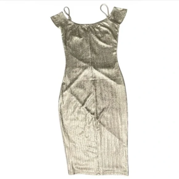 Olive Tree Gold Metallic Dress Sz S - Picture 4 of 6